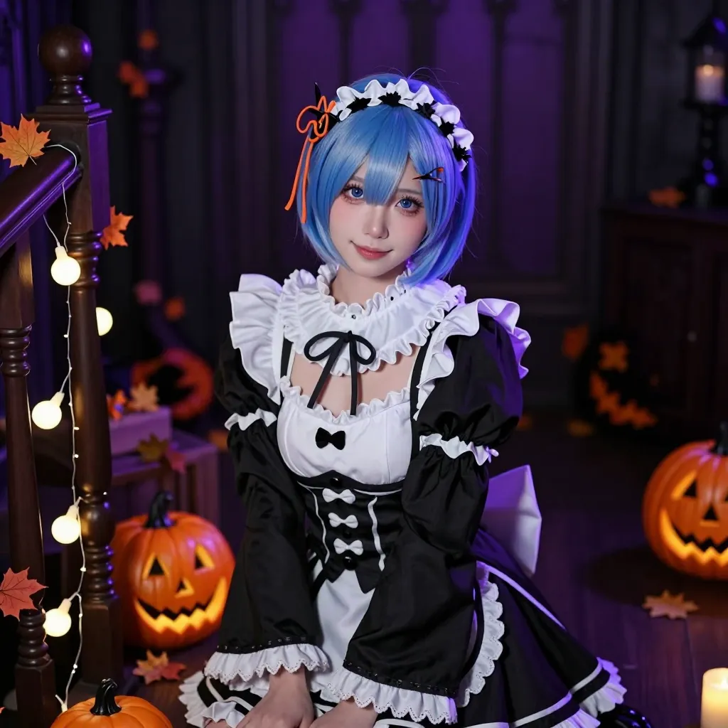 Re:Zero Rem Cosplay Celebrates the Twin Maid's Bewitched Halloween Beauty